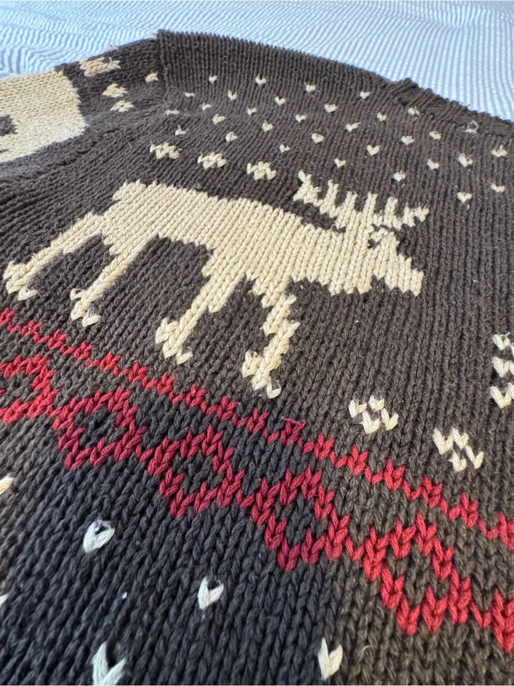 Rare Vintage Polo by Ralph Lauren Brown with Nordic Moose Cotton & Linen Sweater
